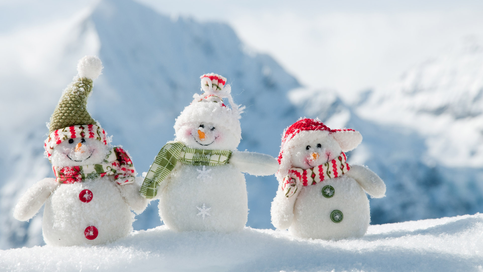 Happy three snowmen beautiful white winter wallpaper 1920x1080
